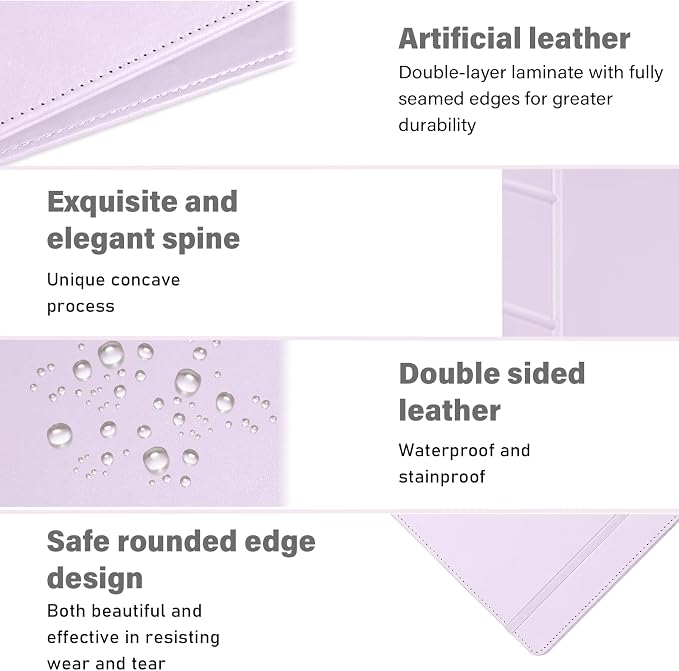 Vintage Hardcover 3 Ring Faux Leather Binder, 1.5 Inch Ring, 2 Inch Spine, Professional Organizer, Letter Size Dividers With Tabs, Faux Lavender Purple Leather
