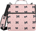 Black Bow Dot Pink Zipper Binder with Shoulder Strap Trapper Keeper 3 Ring Binder Organizer Large Capacity Multiple Compartments for School Office