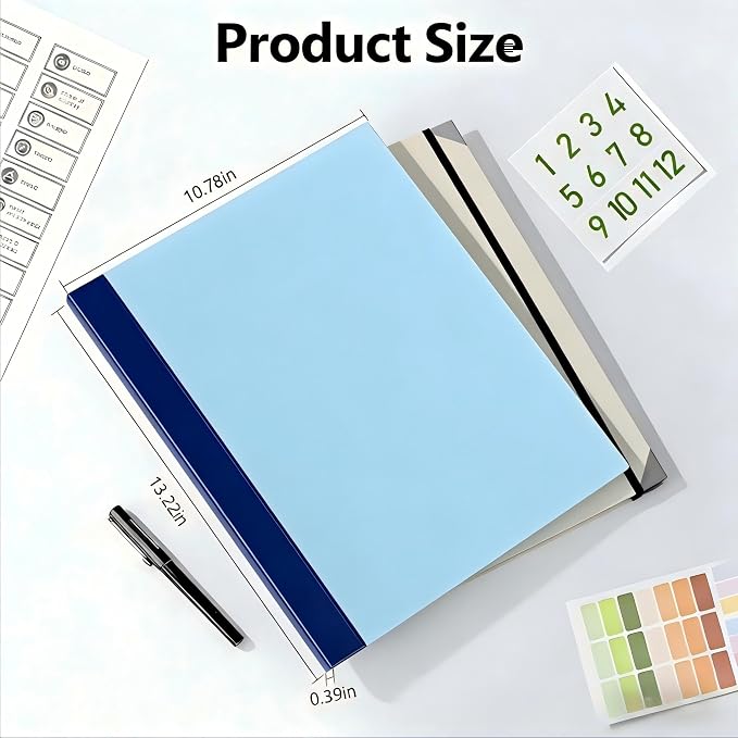 GANGZI The Life Book Document Organizer Binder | Binder with Guided Labels, Acid-Free File Folder Organizer, Document Holder for Home Records, Legal and Medical Papers (Blue)