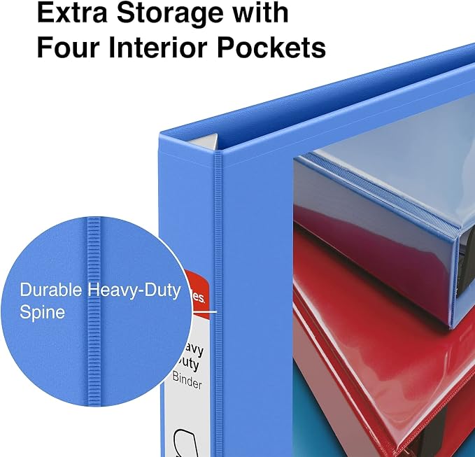 Staples Heavy-Duty 1-Inch D-Ring View Binder, Periwinkle, 275 Sheets | Reinforced spine for durable everyday use in office and school settings.