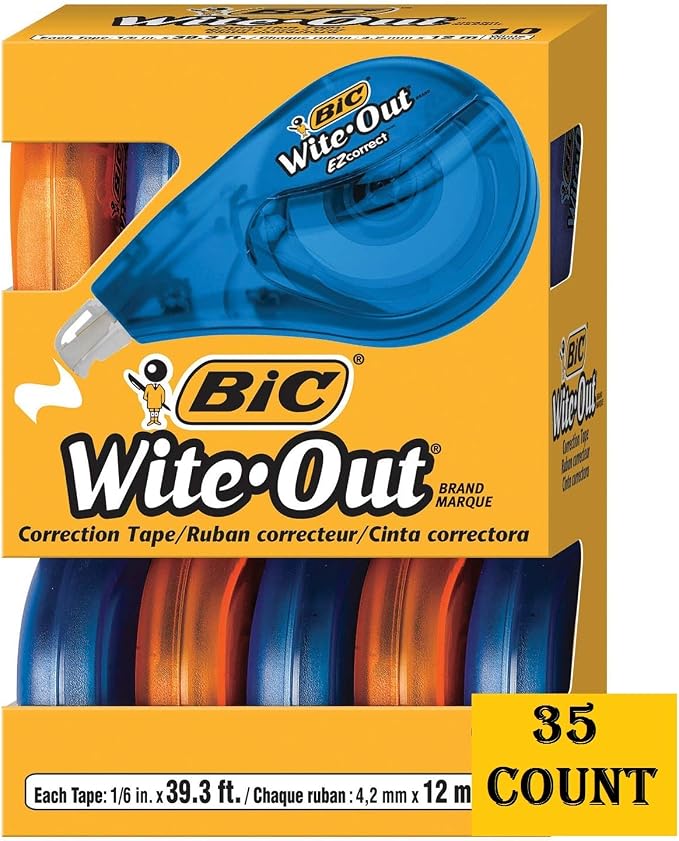 BIC Wite-Out Brand EZ Correct Correction Tape, White, 35 Count Total (35 Count Total)