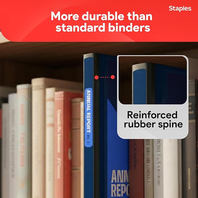Staples Better View 1.5-Inch D-Ring Binder, Blue – Durable 3-Ring Binder with Clear Overlay for School & Office (Pack of 4)
