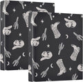 Western Cactus Cowboy Black Decorative 3 Ring Binder 1.5 Inch Large View Binders with Pockets File Organizer for Office College School, 2 Pack