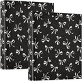 Pink Strawberry Round Ring Binders 1.5 Inch Doodle Pattern Black 3 Ring Clipboard Binder for Office School Work Supplies File Folder 200 Sheet Capacity 2 Pieces