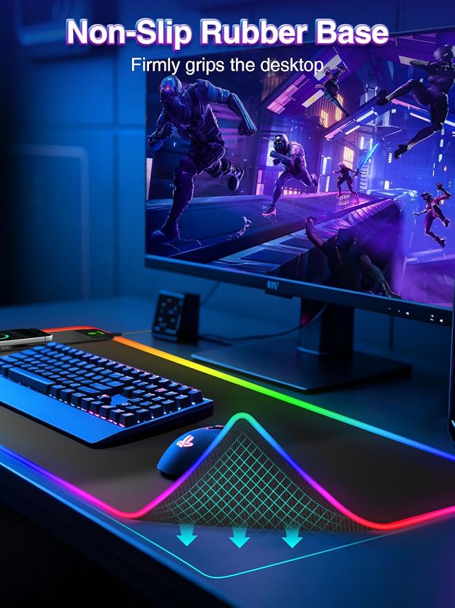 RGB Gaming Mouse Pad with 15W Magnetic Wireless Charging, 31.5'' x 11.8'' | Extra Large LED Mousepad, 24 Lighting Effects Desk Mat with Non-Slip Rubber Base, Waterproof Ultra-Smooth Surface