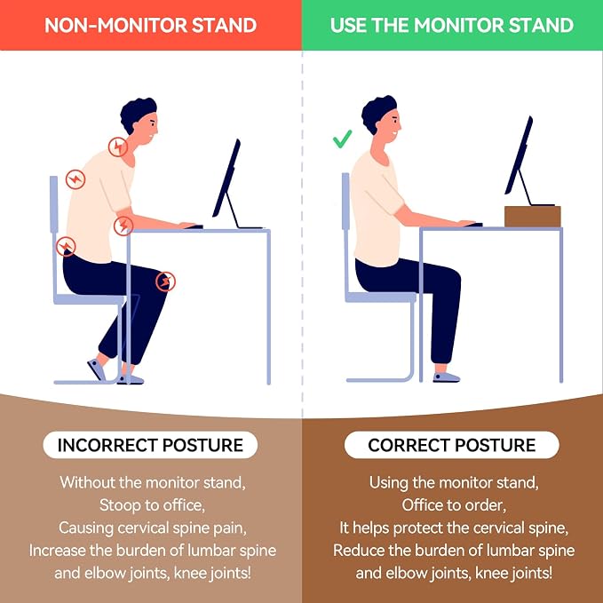 KIRIGEN Wood Monitor Stand Riser for Desk, 23.23 Inch, Brown 59-DBR | Desktop Workspace Platforms Stand Fully Assembled for Monitors, Laptops, Small TVs, or Printers for Home Office