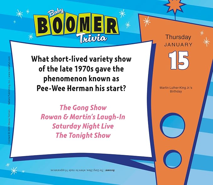 Baby Boomer Trivia 2026 Daily Desk Calendar: Boxed Page-a-Day Fun Facts & Quiz Calendar with Day-to-Day Nostalgic Questions, Pop Culture & Throwback Challenges