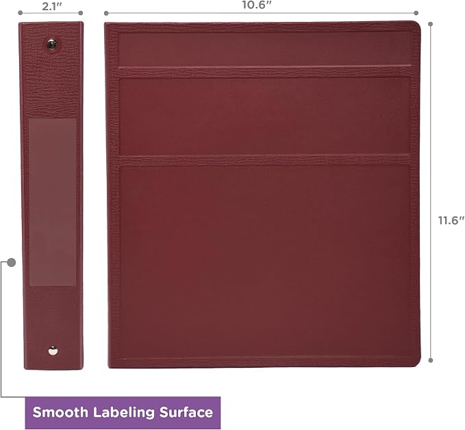Carstens 1.5-Inch Heavy Duty 3-Ring Binder - Side Opening, Wine, Durable Plastic, Precision No-Gap Rings, Waterproof Cover, No Pockets, Holds 250 US Letter Sheets, BPA-Free, Made in USA (2021-3R)