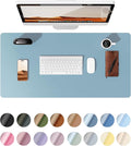 YSAGi Leather Desk Protector, Office Mat, Large Mouse Mat, Non-Slip PU Leather Blotter, Laptop Pad, Waterproof Writing Pad for Office and Home (Ice Blue, 35.4" x 17")