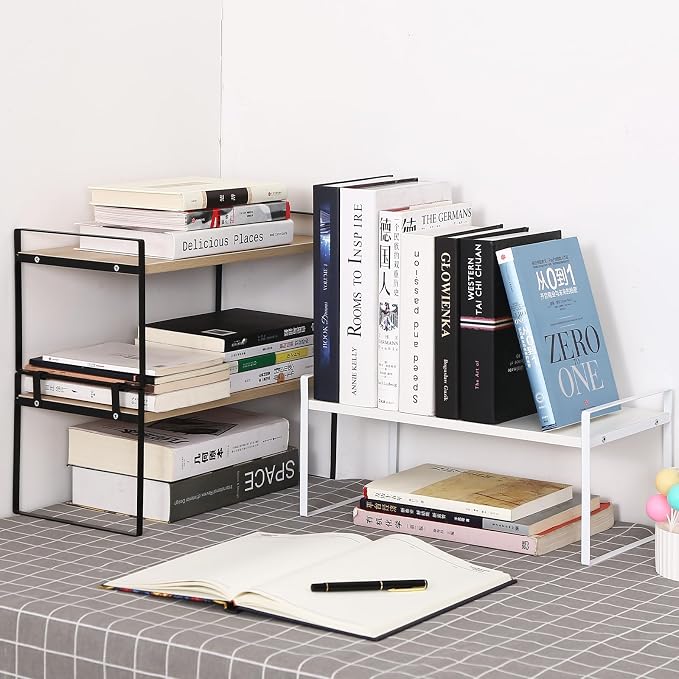YGYQZ Desk Shelf Organizer, 2-Tier Desktop Bookshelf, White | Detachable Design, 2-Tier Storage, Multi-Use Desktop Shelf, Compact Organization, Ideal for Office, Dorm & Home
