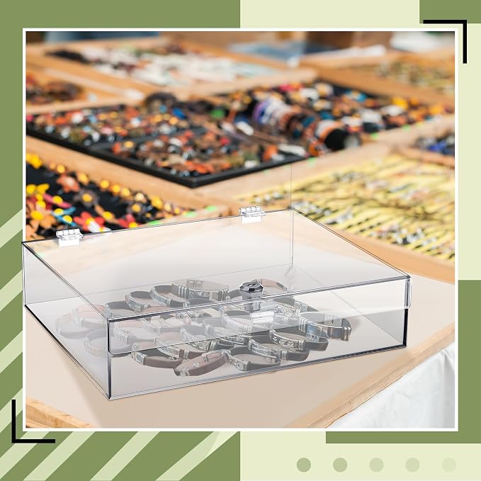 Clear Acrylic Locking Display Case with Keys Large Medication Lock Box Snack Fridge Lock Acrylic Figure Display Case Storage Box for Collectibles Figures Jewelry Toy(12" X 9.84" X 3")