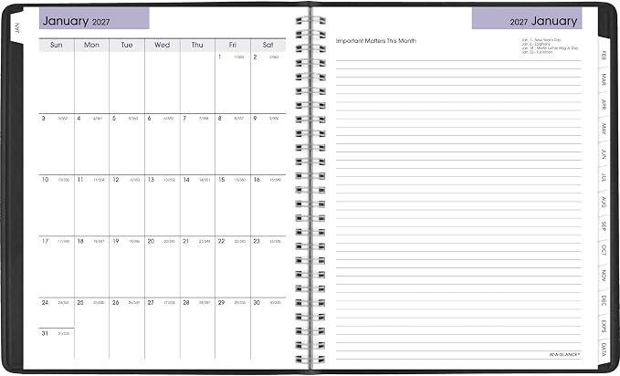AT-A-GLANCE 2027 Planner Refillable, Weekly & Monthly, 7.5" x 9.25", Executive, DayMinder, Black (G5450027)