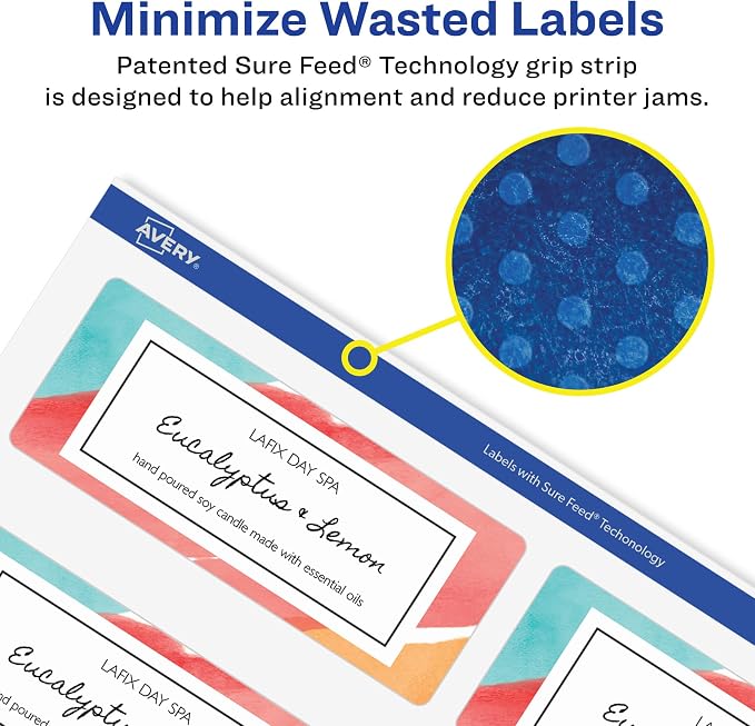 Avery® Shipping Labels, Sure Feed® and Easy Peel® Technology, Glossy White Labels, 2" x 4", Permanent Adhesive, Laser/Inkjet, 100 Total (6527)