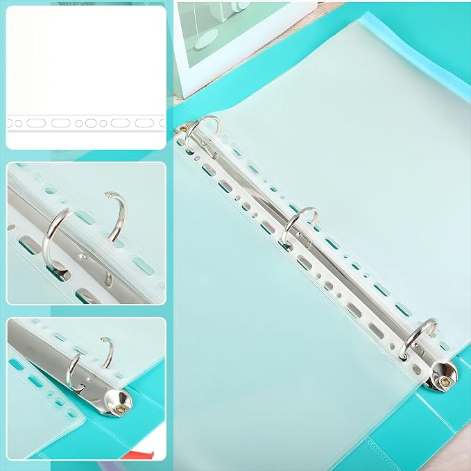 Gersoniel 40 Pieces Multi-Ring Binder Zipper Pouch, 19 Hole Binder Pockets with Zipper Bulk Binder Folders Plastic Binder Pouch Loose Leaf Bags Waterproof PVC Document Filing Bag(Colorful, B5)