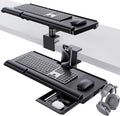 Klearlook Upgraded Adjustable Keyboard Tray for Above Desk & Under Desk Use | 24.4"×10" Platform with 360° Rotation & 180° Tilt, Wrist Rest & Storage Drawer, Phone Slot & Headphone Hanger & Mouse Pad