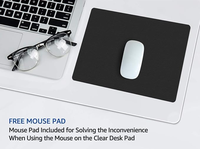 24 X 48 Inch Clear Desk Pad Protector Transparent Desk Mats Blotter on Top of Desks for Laptop Computer Keyboard PVC Vinyl Desktop Writing Mat Cover With Mouse Pad Non-slip Waterproof Wipeable Plastic