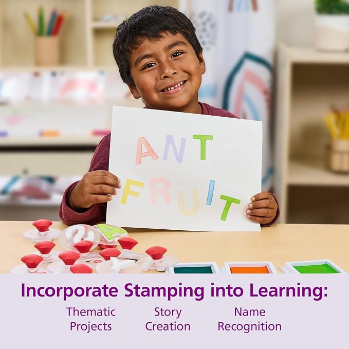 Colorations Easy-Grip Foam Stampers, Uppercase Alphabet Letter Stampers | Set of 26, Ages 3+, PreK+, Learn the Alphabet, Easy to Grip & Use Stampers