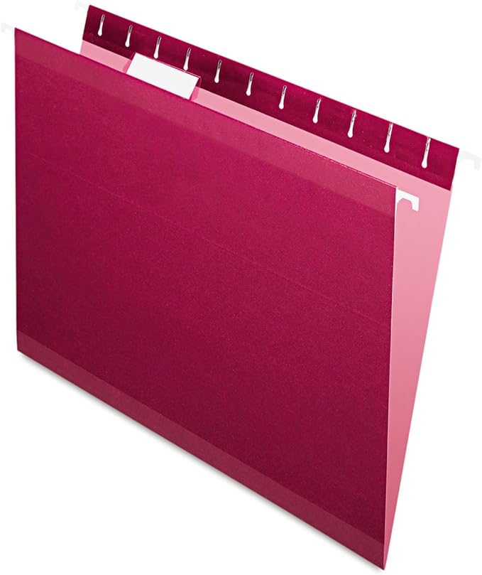 Pendaflex Reinforced Hanging Folders, Letter Size, Burgundy, 1/5 Cut, 25/BX (4152 1/5 BUR)