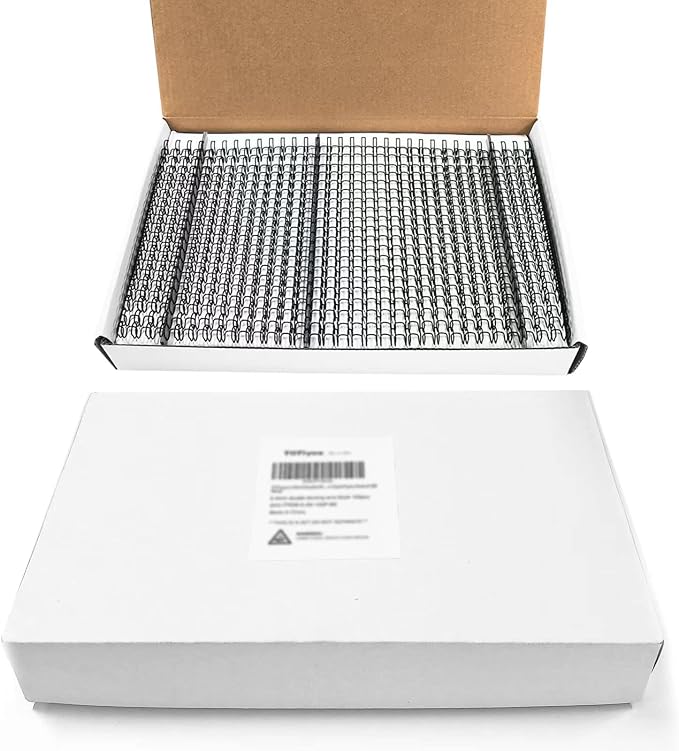 TOTiyea 50 Pack 1" Wire Binding spines,2:1 Pitch,220-Sheet,Letter Size | metal spiral binding coils,Black,0.8mm in thickness, Each spine has a 2:1 pitch and 21 double loops; 360-degree rotation