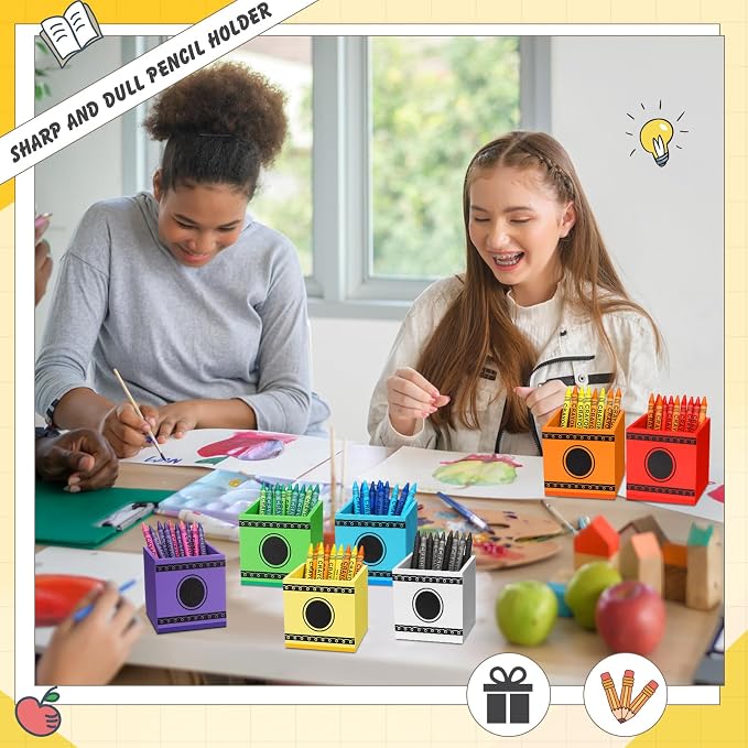 10 Pcs Crayon Organizer Crayon Holder Wooden Colored Pen Holder Dispenser Marker Storage for Back to School for Classroom School Art Supplies(3.2x 3.2x3.2in)