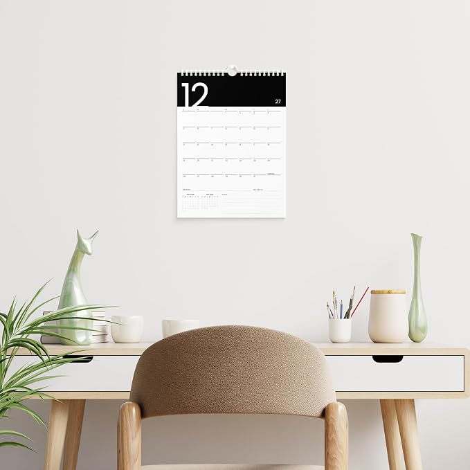 Karto Wall Calendar 2026-2027 8.5x11 in - Modern Black