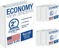 Samsill 2 Inch 3 Ring Binders, Economy Round Ring, Clear View Cover, 425 Sheet Capacity - for School, Home, Office - White, 6 Pack