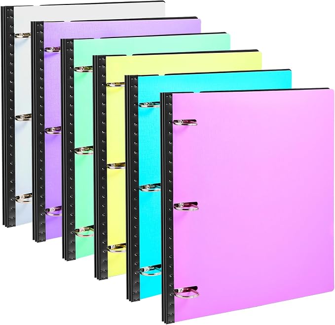 WOT I 6-Pack 1 Inch Telescoping 3 Ring Binder, Expandable Flexible Binder - Patented Design for Easy Portability, Holds 8.5"x11" Paper, Perfect for School, Office&Home Organization (Assorted Pastels)