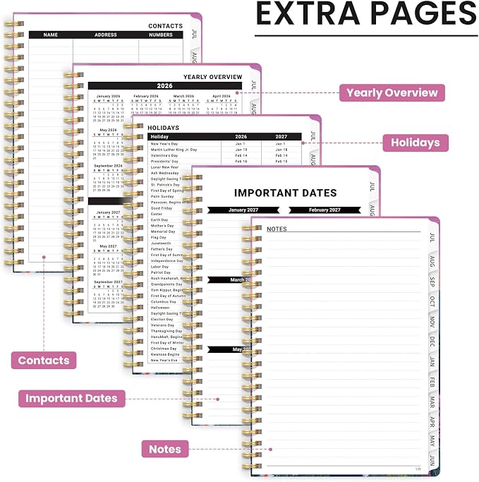 ZOTIA Academic Planner 2026-2027, Monthly & Weekly Jul 2026-Jun 2027 | Twilight Bloom, 6.3" x 8.5" Calendar Planner for Women, Hardcover Pretty Organizer for Women, School Office Home Supplies