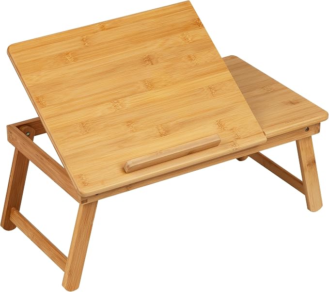 Mind Reader Lap Desk, Laptop Stand with Folding Legs for Bed Dorm Room and Home Office, Rayon From Bamboo, Brown