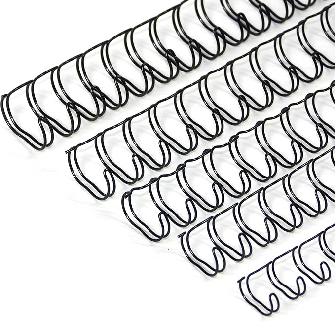 Rayson Wire Binding Spines, 2:1 Pitch, 21-Loop Black, Mixed Sizes, 100 Pack | Includes 3/8", 7/16", 1/2", 9/16" and 5/8" sizes; black 2:1 pitch wires for compatible wire binders.