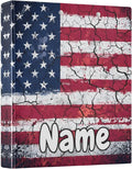Custom 3 Ring Binder Retro American Flag 1.5" Round Ring Binders Personalized Name View Binder with 200 Sheet for Kids School Supplies Women Men Office, 1 Pack