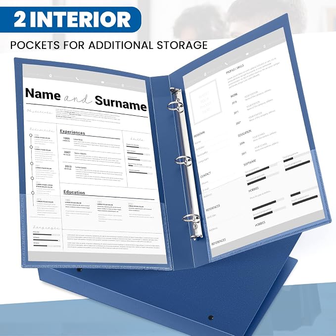 Henoyso 4 Pcs 8.5" x 14" Legal Size Binder 3 Ring 1" Navy Blue Binders | Hold up to 240 Sheets for Documents Artwork Blueprints, Office, Home, Work Places