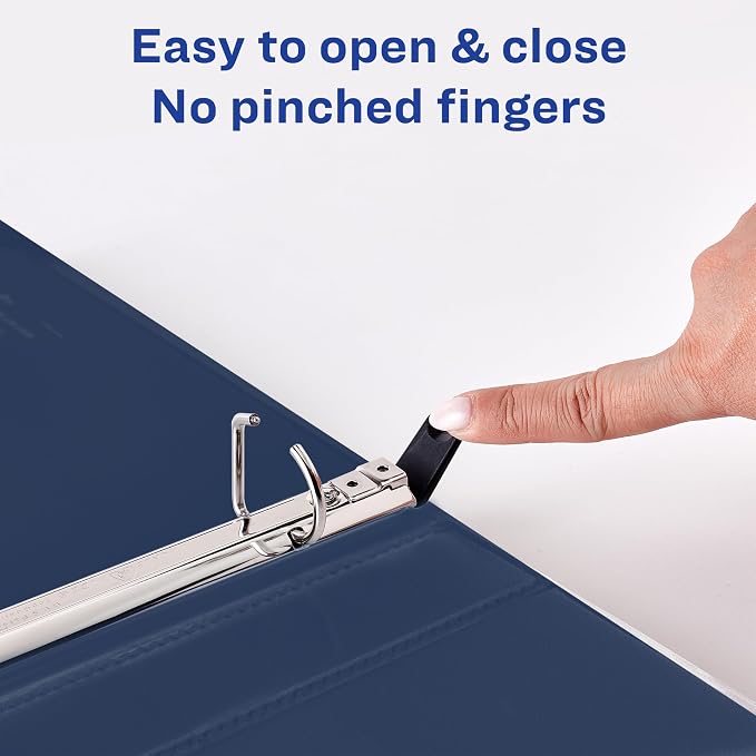 Avery Heavy Duty View 3 Ring Binder, 1" One Touch Slant Ring, Holds 8.5" x 11" Paper, 4 Navy Blue Binders (79869)