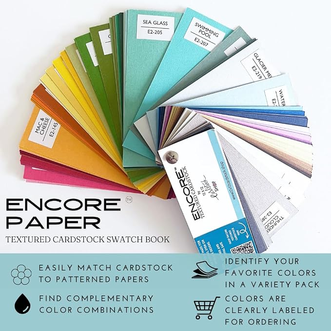 Swatch Book—12x12 Textured Cardstock | 80lb Textured Scrapbook Paper | Premium Cardstock for Cricut Cutting | One Book–100 Samples