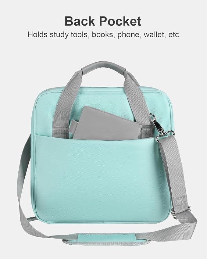 3 Inch Zipper Binder 3 Ring with Shoulder Strap & Multi-Pocket | Binder with Zipper Holds Up to 700 Sheets for Office School, Compatible with 13” MacBook Laptop ipad, Light Blue