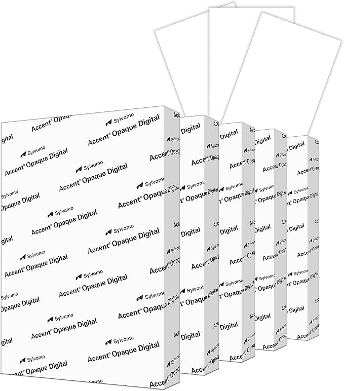 Accent Opaque 18” x 12” White Cardstock Paper, 80lb, 216gsm – 1,000 Sheets (5 Reams) – Premium Smooth Heavy Cardstock, Printer Paper for Invitations, Cards, Menus, Business Cards – 188095C