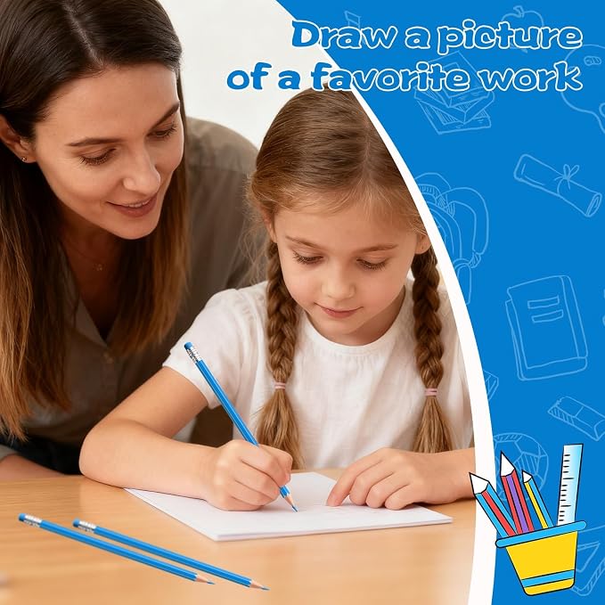 120 PCS Light Blue Pencils Bulk with Eraser, Pre-Sharpened HB Pencils for Writing & Drawing, School Supplies for Kids Homework, Tests, Art Crafts & Teacher Grading(Light Blue)