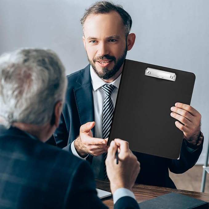 Gilprop 3 Ring Binder with Clipboard, 13.4"x11" Binder Padfolio,Black | Faux Leather Binder Organizer with Zipper, 5 Folder Divider Pages for Documents Business Cards Teachers Nurses School Office