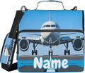Custom White Airplane Aircraft 3 Ring Binder Bag 1.5 inch Personalized Name Binder Organizer 500 Sheet Documents Storage for School Office