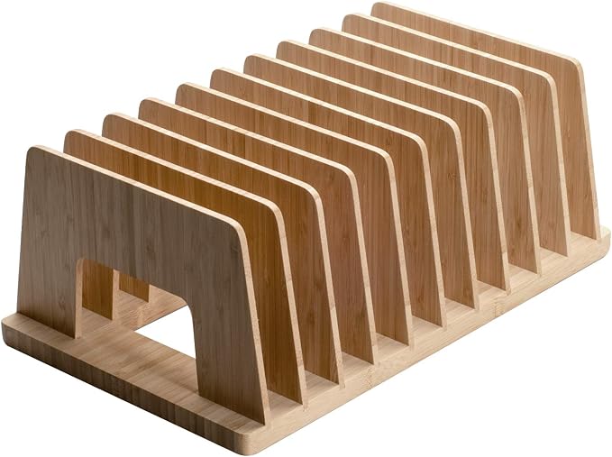 MobileVision Bamboo Desktop File Folder Organizer and Paper Tray, 10 Slots