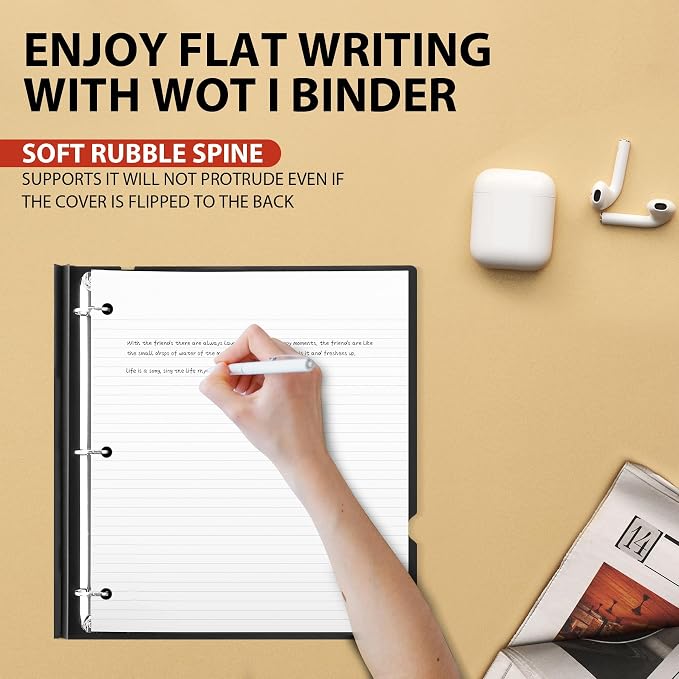 WOT I Telescoping 3 Ring Binder 1 Inch, Expandable Binder - Patented Design for Easy Portability, Holds 8.5"x11" Paper, Perfect for School, Office&Home Organization, Black
