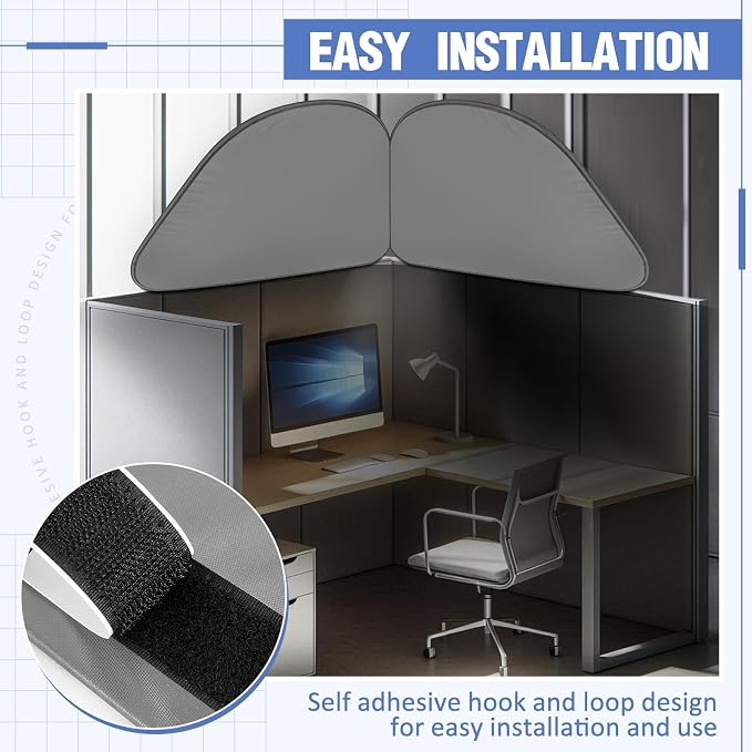 Foldable Office Cubicle and Desk Shade, Portable 27.5 Inch Cubicle Shade Canopy for Light Sensitive Workers, Block Light and Airflow, for Working Partitions Corner Privacy Accessories(Gray)