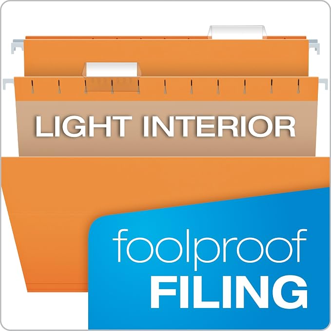 Pendaflex Recycled Hanging Folders, Legal Size, Orange, 1/5 Cut, 25/BX (81627)