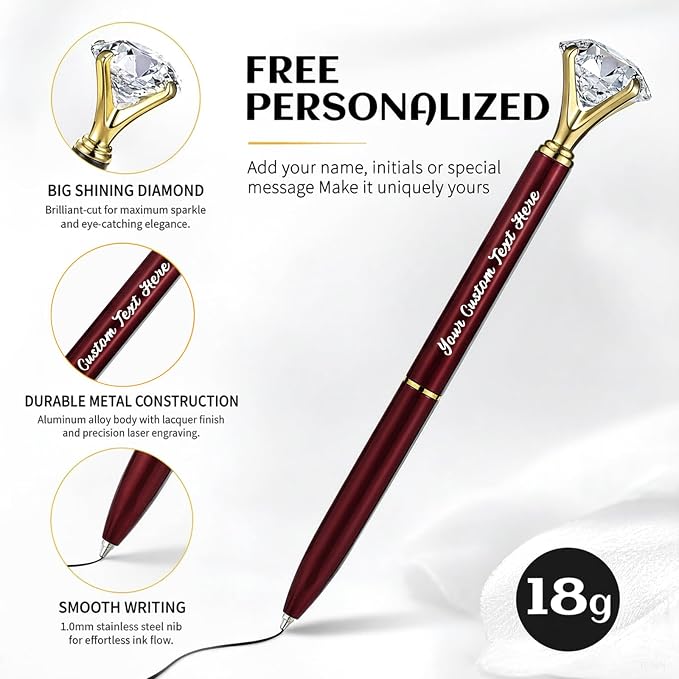 HISHER 20 Pack Custom Crystal Ballpoint Pens Smooth ABS Plastic Twist Pen