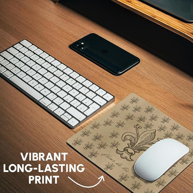 3D Rose "Brown Fleur De Lis French Vintage Art" Matte Finish Mouse Pad - 8 x 8" - mp_110397_1