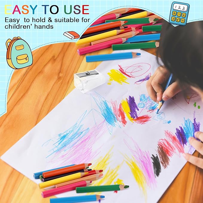 Spakon 96 Pcs Colored Pencil Bulk, 12 Colors, 3.5 Inch Short Fat Pencil