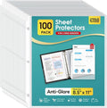 KTRIO Non Glare Sheet Protectors for 3 Ring Binder 100 Pack, 8.5 x 11 inch | Reduce Glare Clear Page Protectors Letter Size Plastic Paper Sleeves, Acid-Free, Top Loading, Business Office School Supplies