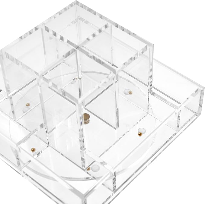 russell+hazel Acrylic Carousel Pen Holder for Desk, Clear, 4 Compartments | Keeps pens, pencils & small supplies sorted in a revolving caddy. Four clear acrylic compartments with polished edges.