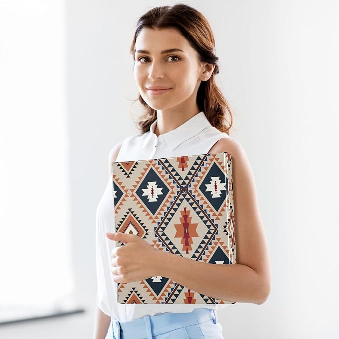 Western Geometric Ethnic Striped 1.5 Inch Binders 3 Ring for Letter Size Holds 200 Sheets Notebook Binder with Clipboard for Women or Men