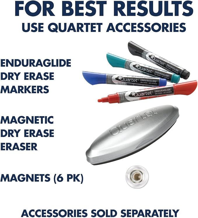Quartet Glass Whiteboard Desktop Panel, Magnetic, 17" x 23", Dry Erase Surface, Includes Accessory Trays, 1 Marker and 2 High-Power Magnets, White (GDP1723W)